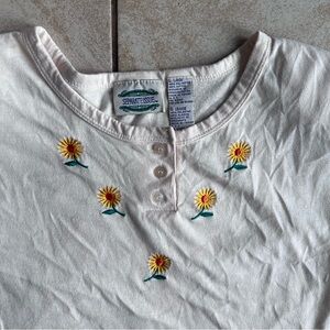 Sunflower Embroidered Women's Henley Tee